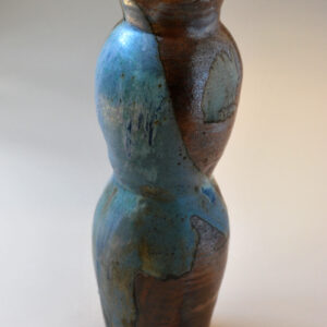 Large Wood Fired Vase with Blue