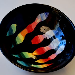 Playful Black Painted Bowl