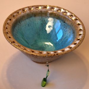 Earring Bowl: Aqua Interior and White Outside