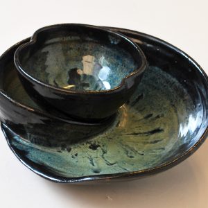 Black and Green Chip and Dip Set