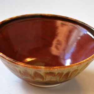 Medium Sized Reddish Brown and Tan Serving Bowl