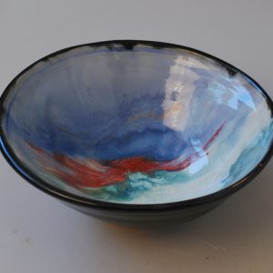 Painted Bowl with Coral Flash