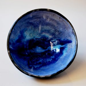 Blue Painted Bowl with Cobalt Center