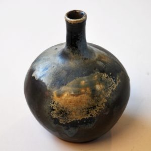 Bud Vase: Black and Turquoise Wood Fired Vase