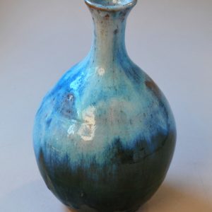 Large Aqua and Green Bud Vase