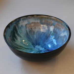 Painted Bowl with Blues and Greens