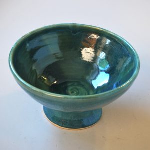 Green Bowl with Pedestal